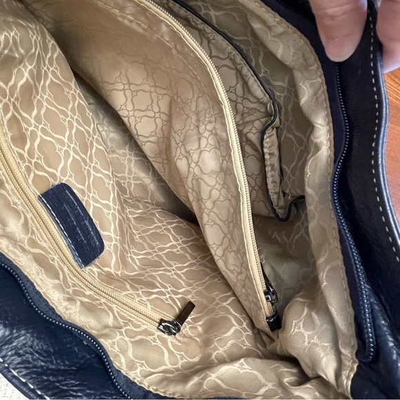 NWOT Blue Vera Pelle Pebble Leather Satchel Handbag - Picture 5 of 7